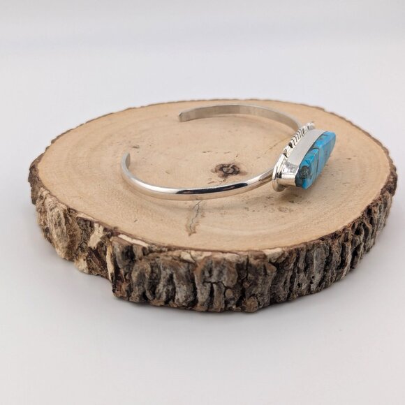 Navajo Bracelet Handmade Sterling Silver Kingman Turquoise Jewelry Sz 6.75in.*** - Picture 5 of 10